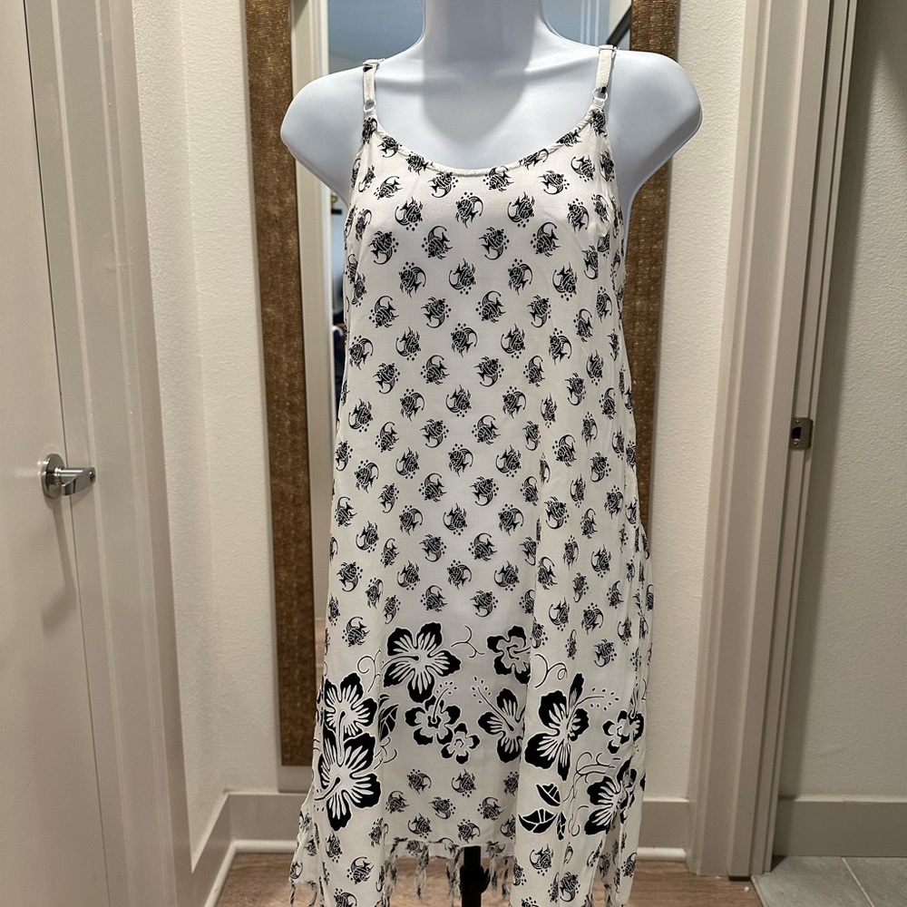 Floral Black and White Dress